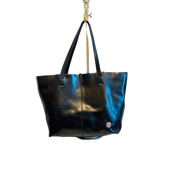 Vince Camuto Leila Perforated Leather Shopper Tote Bag Black 18.5” x 12.5” EUC - Picture 4 of 12